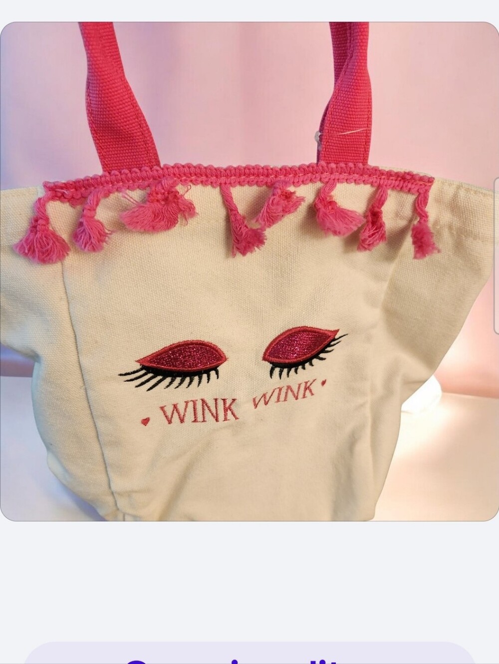 Wink Wink Pink & Cream Tassel Tote Bag